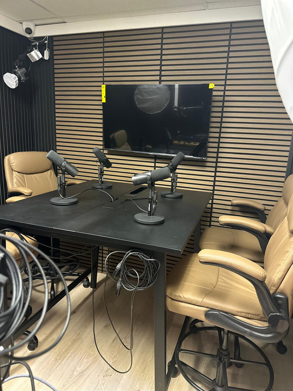 Professional podcast studio gear installation